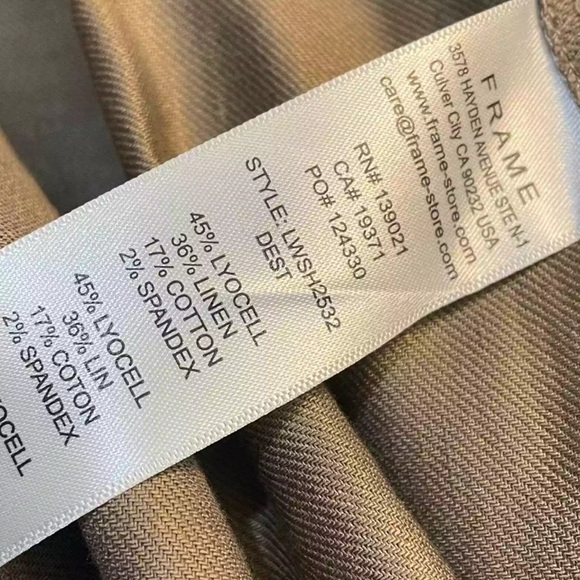 Frame Arie Cutaway Long Sleeve Button Down Top Desert Army Brown Green XS $298 - Picture 4 of 4